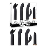 Evolved Four Play USB Rechargeable Bullet With Three Sleeves Black Black BULLETS